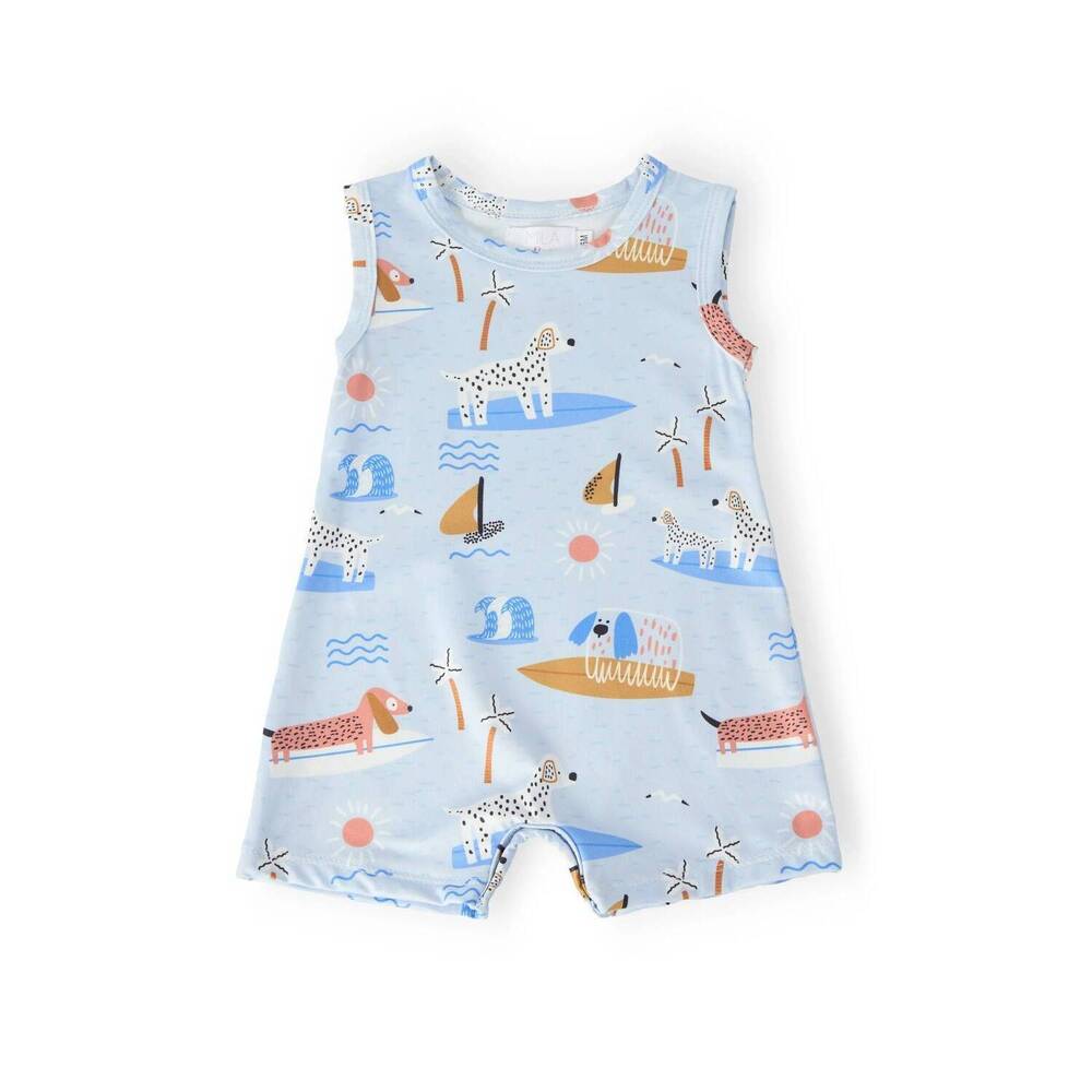 NEW MILA & ROSE kids surf's pup romper in blue